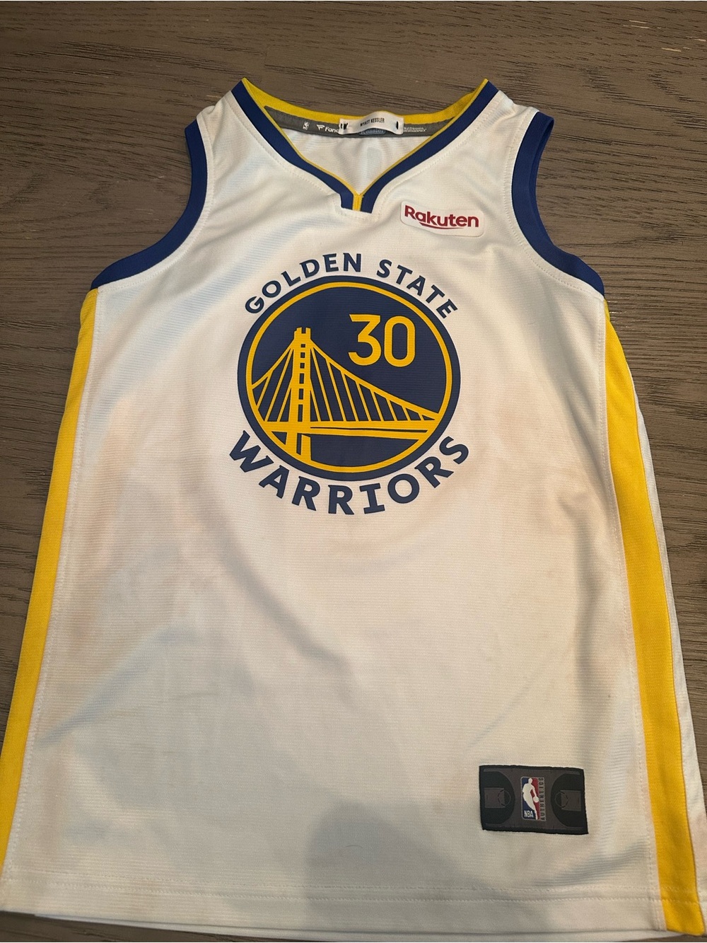Golden State Warriors #30 Jersey with Rakuten Patch - White & Yellow